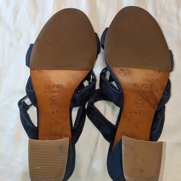 By Far Navy Suede Sandals - Picture 9 of 12